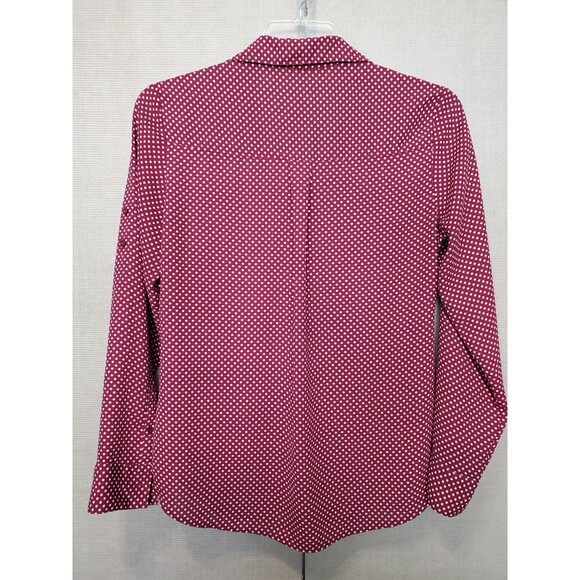 Express Portofino Maroon Polka Dot Roll-Tab Sleeve Button-Up Shirt Size Medium - Picture 4 of 5
